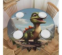 WZYCWB Divertente tovaglia rotonda stampata con piccolo dinosauro, protezione per la tavola per feste, diametro 152,4 cm, adatta per interni ed esterni o sala da pranzo o decorazione.