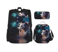 WZYCWB Divertente zaino per cani (3 pezzi), zaino di grande capacità, borsa per la scuola per studenti, astuccio, borsa per il pranzo