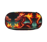 WZYCWB Dragon King in Fire - Astuccio portamatite di grande capacità, multifunzione, portatile e resistente, per ufficio e scuola, Nero , Taglia unica, Beauty Case