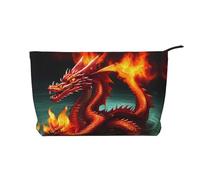 WZYCWB Dragon King in Fire - Borsa per cosmetici in velluto a coste, da donna, portatile, con cerniera, adatta per viaggi e conservazione quotidiana, cosmetici