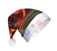 WZYCWB Dragon King in Fire - Cappelli da Babbo Natale per adulti, in peluche, per Capodanno, Natale, Natale, capodanno, unisex, con luce LED