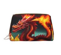 WZYCWB Dragon King in Fire Leather borsa cosmetica con tasche, borsa cosmetica portatile da viaggio, borsa cosmetica di grande capacità,