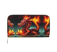 WZYCWB Dragon King in Fire - Portafoglio con cerniera stampato, perfetto per viaggi, affari e uso quotidiano. Contiene telefoni cellulari e contanti.