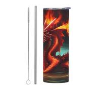 WZYCWB Dragon King in Fire Tazza in acciaio inox isolata, ufficio sport all'aria aperta ciclismo tazza ecologica tazza di paglia da 20 once