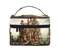 WZYCWB Dream Castle - Borsa cosmetica grande da donna, portatile, di grande capacità, da viaggio, per ragazze, nera, taglia unica, nera, taglia unica, Nero , Taglia unica