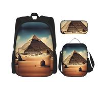 WZYCWB Dreaming of the Pyramids of Khufu Set zaino (set da 3 pezzi) - borsa per la scuola per studenti + astuccio + borsa per il pranzo, zaino grande capacità