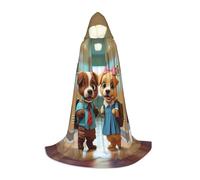 WZYCWB Due adorabili cuccioli stampati S Wizard Cape, costume per feste a tema, mantello cosplay per adulti e adolescenti, taglie S, M, L