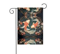 WZYCWB Due bandiere decorative da giardino stampate con carpe koi, piccole bandiere impermeabili per esterni, decorazione per atmosfera festosa
