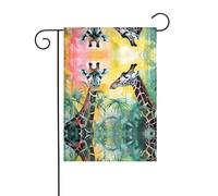 WZYCWB Due giraffe. Bandiere decorative da giardino stampate, impermeabili, piccole bandiere per esterni, decorazione per atmosfera festiva