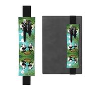 WZYCWB Due graziosi grandi panda stampati grande capacità in PVC portapenne + set di penne diario creativo con fascia elastica design antiscivolo