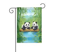 WZYCWB Due simpatici panda stampati bandiere decorative da giardino, piccole bandiere impermeabili per esterni, decorazione per atmosfera festosa
