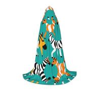 WZYCWB due teste zebra stampa S mantello con cappuccio | costume cosplay, Halloween Anime Party Prop