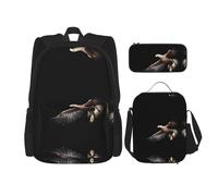 WZYCWB Eagle in the sky Campus Life Set zaino (3 pezzi) - borsa per la scuola + astuccio + borsa per il pranzo, soddisfa tutte le esigenze quotidiane degli studenti