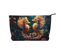 WZYCWB Enorme borsa portaoggetti con motivo di balene assassine, essenziale per organizzare cosmetici e prodotti per la cura della pelle., Bella coppia di cavallucci marini, Taglia unica