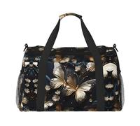 WZYCWB Enorme orche assassine Borsa da viaggio portatile borsa weekend borsa fitness yoga borsa adatta per fitness e altri scenari, Oro Bianco Farfalle Nero, Taglia unica