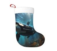 WZYCWB Enormi calze natalizie con motivo orche assassine: perfette per caminetti, scale o comodini, creando un'atmosfera festiva.