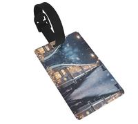 WZYCWB Etichette per bagagli con motivo treno notturno innevato, accessori da viaggio per aerei, zaini e bagagli