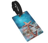 WZYCWB Etichette per bagagli stampate con stelle marine nel mare, etichette da viaggio impermeabili e durevoli
