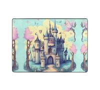 WZYCWB Fairytale Castle Pinting Rug 203,2 x 147,3 cm, morbido e soffice pelo corto, adatto per soggiorno, ufficio, comodino, balcone