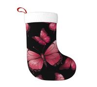 WZYCWB Farfalla su sfondo nero Stampe calze natalizie, appese al caminetto, sono perfette per contenere regali e dolci.
