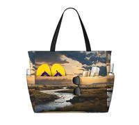 WZYCWB Fiumi e pianure Borsa da viaggio stampata per nuoto e fitness/shopping al supermercato/vacanza al mare