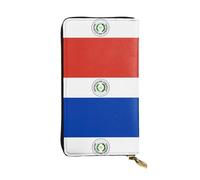 WZYCWB Flag of Paraguay Portafoglio in pelle, scomparto con cerniera grande capacità, buon regalo per gli amici, pochette lunga 19,1 x 10,4 cm, nero, taglia unica, nero, taglia unica, Nero , Taglia