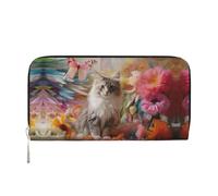 WZYCWB Flag of Texas pochette in pelle portafogli con cerniera e porta carte sono perfetti per i viaggi o l'uso quotidiano, Gatto Grigio Seduto, Taglia unica