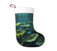 WZYCWB Foresta Lotus Leaf Dream Core Stampe calze di Natale, appese al caminetto, sono perfette per contenere regali e dolci.