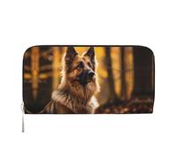 WZYCWB Forte cane pastore pochette in pelle portafogli con cerniera e porta carte sono perfetti per i viaggi o l'uso quotidiano, Cane da pastore forte, One Size