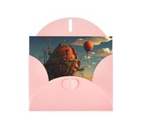 WZYCWB Fortezza sul mare Biglietti rosa con motivo, biglietti di auguri per le vacanze, adatti per familiari, amici e coppie