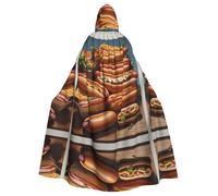 WZYCWB Fresh hot dog stampato adulto partito decorazione mantello Halloween con cappuccio unisex Halloween, carnevale, mascherata, gioco di ruolo