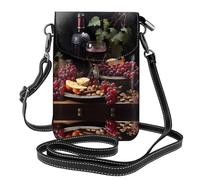 WZYCWB Fruits and Wines Borsa a tracolla leggera in pelle da donna a tracolla per cellulare, borsa da viaggio con scomparti per carte di credito,