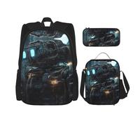 WZYCWB Future Robot Zaino (set da 3 pezzi), zaino di grande capacità, borsa per la scuola per studenti, astuccio, borsa per il pranzo