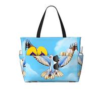 WZYCWB Gabbiani in volo Borsa da viaggio pieghevole da spiaggia, borsa da spiaggia di grande capacità con cerniera, perfetta per borse della spesa, piscina, palestra, shopping da viaggio,