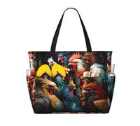 WZYCWB Galli colorati in piedi insieme Borsa da viaggio stampata per nuoto e fitness/supermercato shopping/vacanza al mare