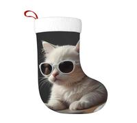 WZYCWB Gattino che indossa occhiali da sole Stampe calze natalizie, appese al caminetto, sono perfette per contenere regali e dolci.