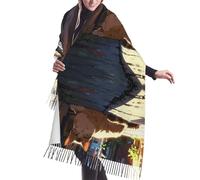 WZYCWB Gatto randagio nel vicolo sciarpa lunga nappa da donna, elegante e versatile autunno/inverno, morbido, traspirante e caldo scialle lavorato a maglia