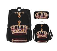 WZYCWB Gemstone Crown Campus Life Set zaino (3 pezzi) - borsa per la scuola + astuccio + borsa per il pranzo, soddisfa tutte le esigenze quotidiane degli studenti