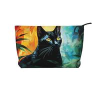 WZYCWB Gerbera Art - Trousse da viaggio con stampa, perfetta per viaggi di lavoro e vacanze., Gatto Nero Geometrico, Taglia unica