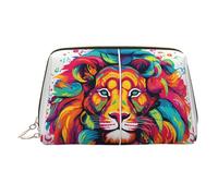 WZYCWB Gerbera Art - Trousse in pelle con motivo decorativo, perfetta per portare a mano o organizzare la casa, Divertente leone, Taglia unica