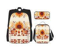 WZYCWB Gerbera Art Zaino (set da 3 pezzi), zaino di grande capacità, borsa per la scuola per studenti, astuccio, borsa per il pranzo