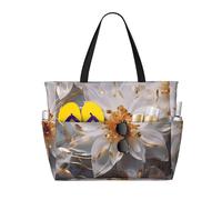 WZYCWB Gigli bordati con oro Borsa da spiaggia grande borsa da viaggio palestra piscina cerniera borsa portaoggetti