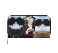 WZYCWB Giraffe madre e bambino pochette in pelle portafogli con cerniera e porta carte sono perfetti per i viaggi o l'uso quotidiano, Simpatica mucca, One Size