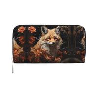 WZYCWB Giraffe madre e bambino pochette in pelle portafogli con cerniera e porta carte sono perfetti per i viaggi o l'uso quotidiano, Volpe e Fiori, One Size