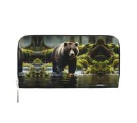 WZYCWB Giraffe madre e bambino pochette in pelle portafogli con cerniera e porta carte sono perfetti per i viaggi o l'uso quotidiano, Pounce Orso Marrone, One Size