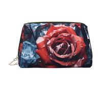 WZYCWB Gloomy Weather - Trousse per cosmetici, in pelle, con fantasia, perfetta per portare a mano o organizzare la casa, Rosa Rossa Cristallo Vetro, Taglia unica