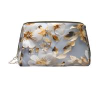 WZYCWB Gloomy Weather - Trousse per cosmetici, in pelle, con fantasia, perfetta per portare a mano o organizzare la casa, Gigli Ricamati Dorati, Taglia unica