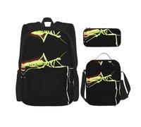 WZYCWB Glowing Mantis Campus Life Backpack Set (3 pezzi) - Borsa per la scuola + astuccio + borsa per il pranzo, soddisfa tutte le esigenze quotidiane degli studenti