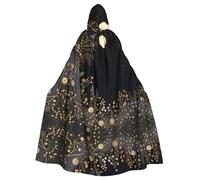 WZYCWB Golden Moon Patterned mantello con cappuccio mantello Halloween rave festa e riunione di famiglia