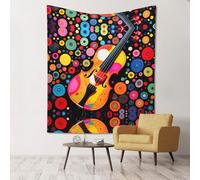 WZYCWB Grafico a pois con violino stampato decorativo da appendere alla parete, 152,4 x 129,5 cm, adatto per feste in campeggio, decorazione per la casa